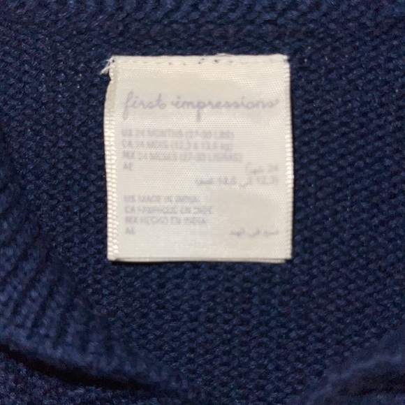 First Impressions Navy cardigan sweater with snowflakes size 24 months Christmas - Picture 4 of 5